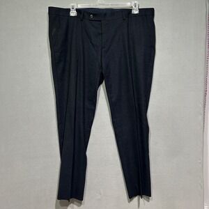 BAGGi Men Wool Blend Dress Pants Gray‎ Flat Front Casual Office Trousers Size 58